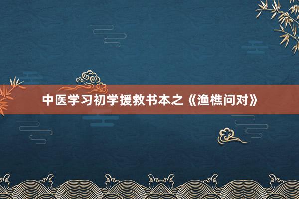 中医学习初学援救书本之《渔樵问对》